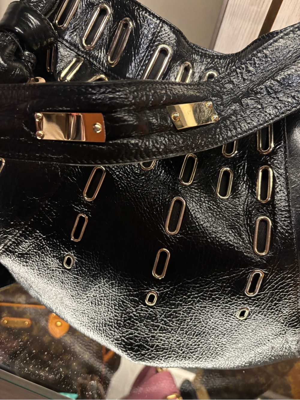 Jimmy Choo Dessy Grommet Shoulder Bag with COA - Picture 9 of 12